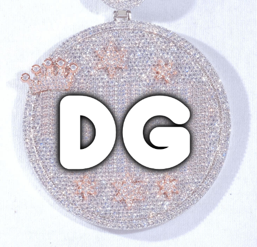 CUSTOM LETTER NECKLACE 3D BIG CROWN DISC