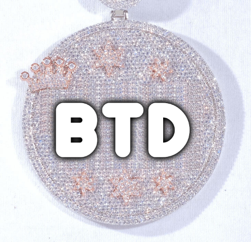 CUSTOM LETTER NECKLACE 3D BIG CROWN DISC