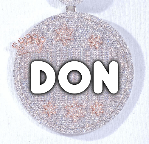 CUSTOM LETTER NECKLACE 3D BIG CROWN DISC