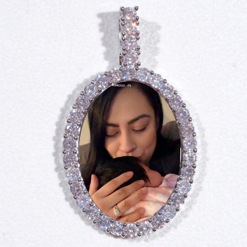 Large 3D Oval Custom Picture Pendant