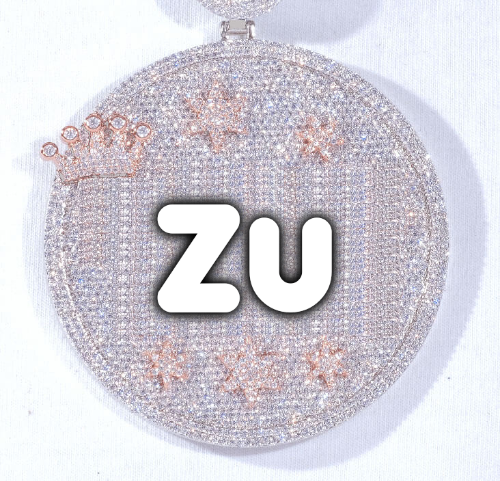CUSTOM LETTER NECKLACE 3D BIG CROWN DISC