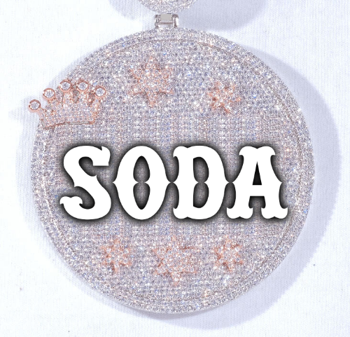 CUSTOM LETTER NECKLACE 3D BIG CROWN DISC