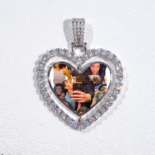 3D Spinning 2-Faced Heart Custom Picture Pendant