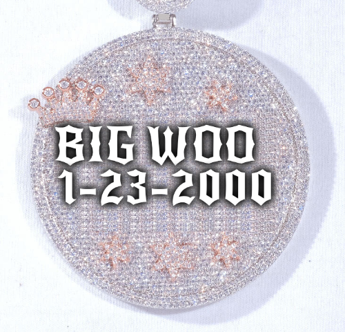 CUSTOM LETTER NECKLACE 3D BIG CROWN DISC