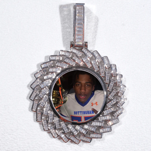 Large 3D Baguette Custom Picture Pendant