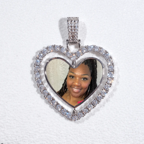 3D Spinning 2-Faced Heart Custom Picture Pendant