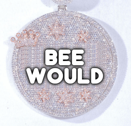 CUSTOM LETTER NECKLACE 3D BIG CROWN DISC