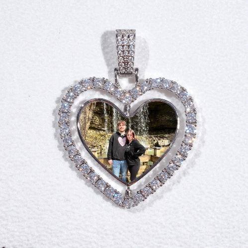 3D Spinning 2-Faced Heart Custom Picture Pendant