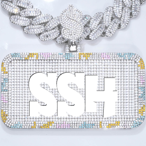 CUSTOM LETTER NECKLACE 3D COLORFUL SQUARE
