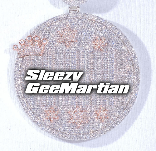 CUSTOM LETTER NECKLACE 3D BIG CROWN DISC
