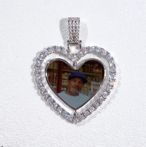 3D Spinning 2-Faced Heart Custom Picture Pendant