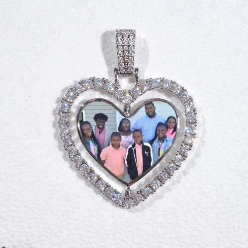 3D Spinning 2-Faced Heart Custom Picture Pendant
