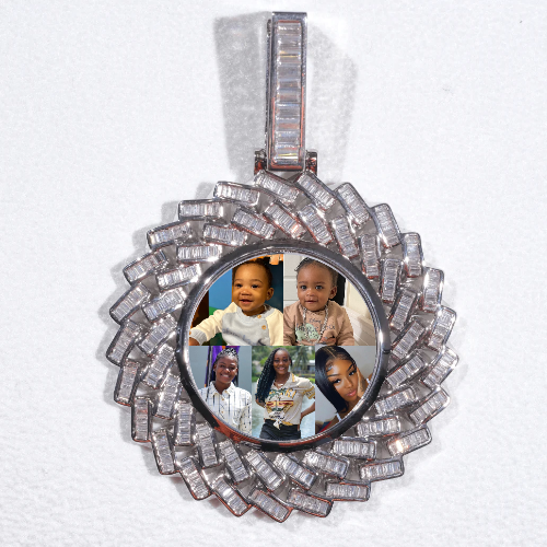 Large 3D Baguette Custom Picture Pendant