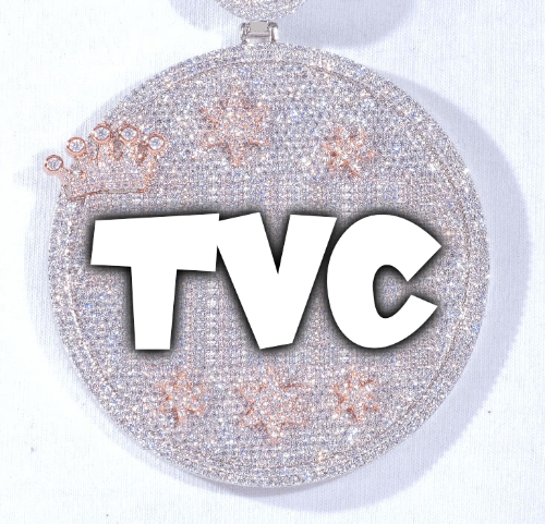 CUSTOM LETTER NECKLACE 3D BIG CROWN DISC