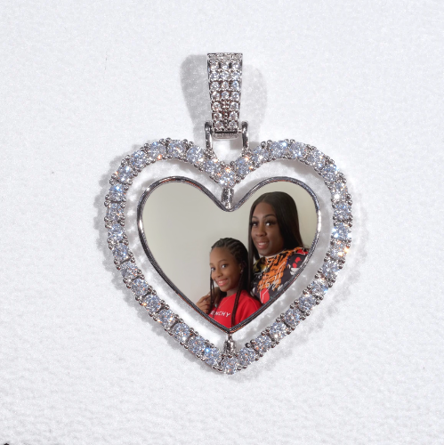 3D Spinning 2-Faced Heart Custom Picture Pendant