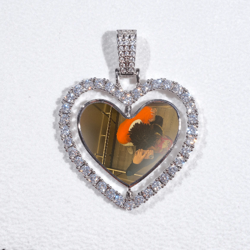 3D Spinning 2-Faced Heart Custom Picture Pendant