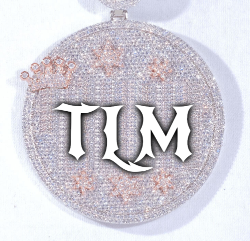 CUSTOM LETTER NECKLACE 3D BIG CROWN DISC
