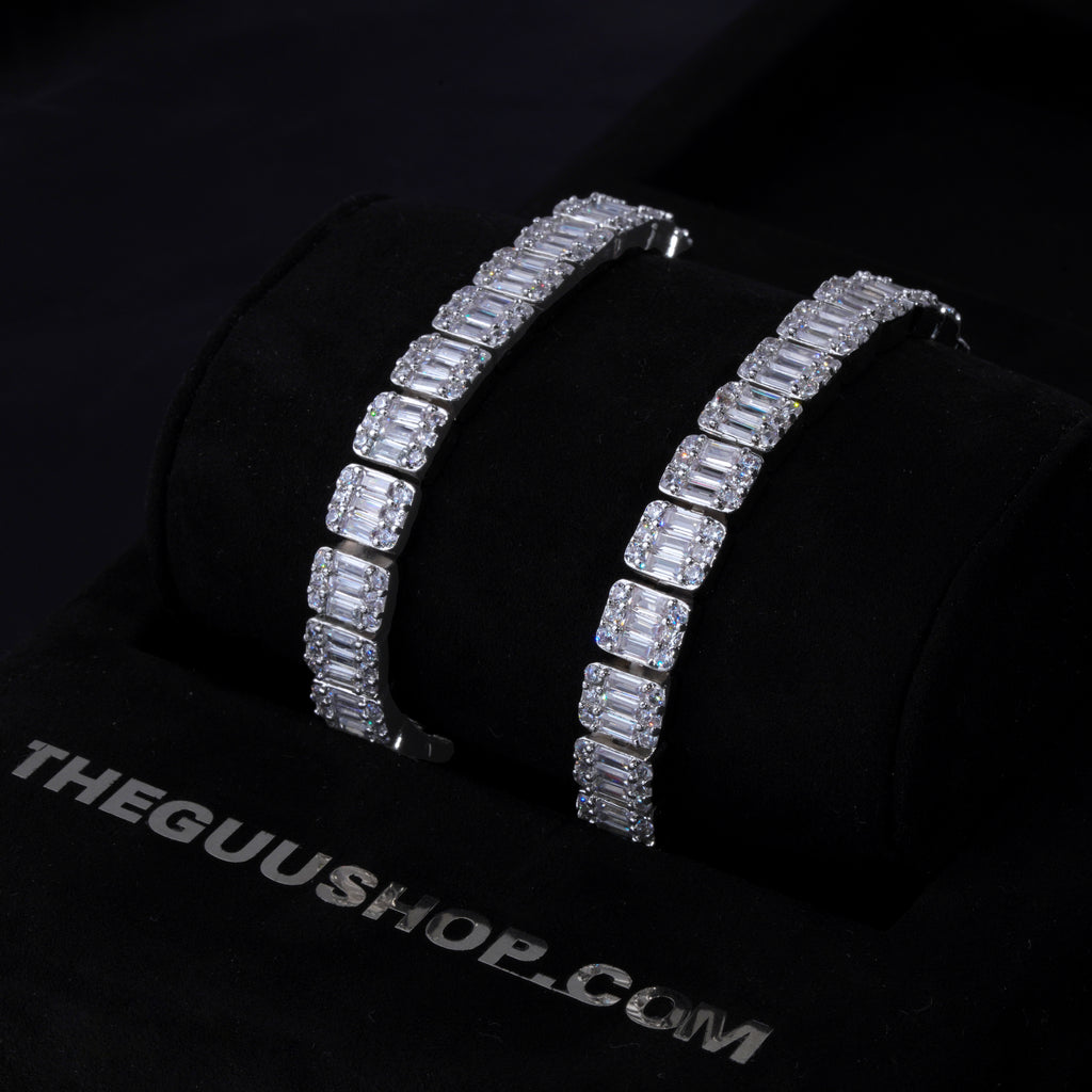8mm Iced Square Baguette Tennis Bracelet