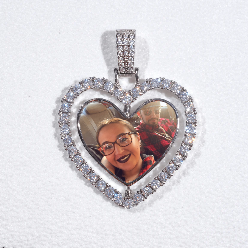 3D Spinning 2-Faced Heart Custom Picture Pendant