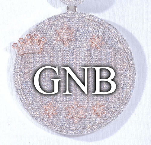 CUSTOM LETTER NECKLACE 3D BIG CROWN DISC