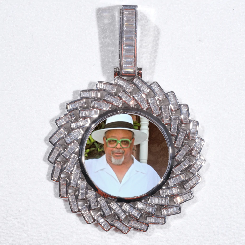 Large 3D Baguette Custom Picture Pendant