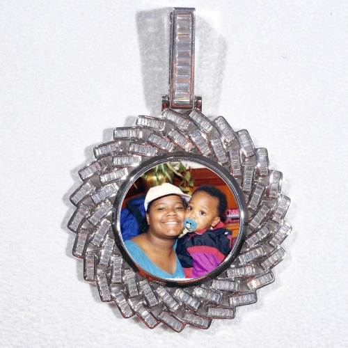 Large 3D Baguette Custom Picture Pendant