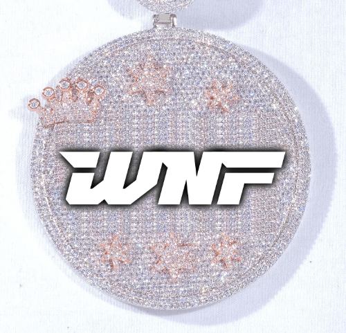 CUSTOM LETTER NECKLACE 3D BIG CROWN DISC