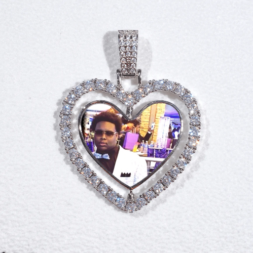 3D Spinning 2-Faced Heart Custom Picture Pendant