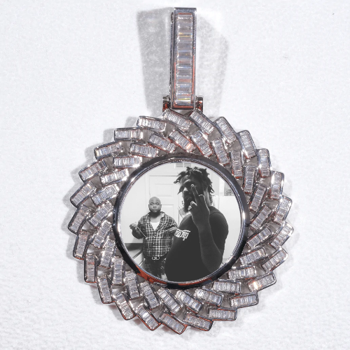 Large 3D Baguette Custom Picture Pendant