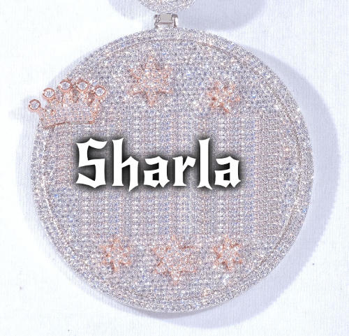 CUSTOM LETTER NECKLACE 3D BIG CROWN DISC