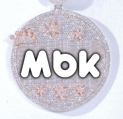 CUSTOM LETTER NECKLACE 3D BIG CROWN DISC