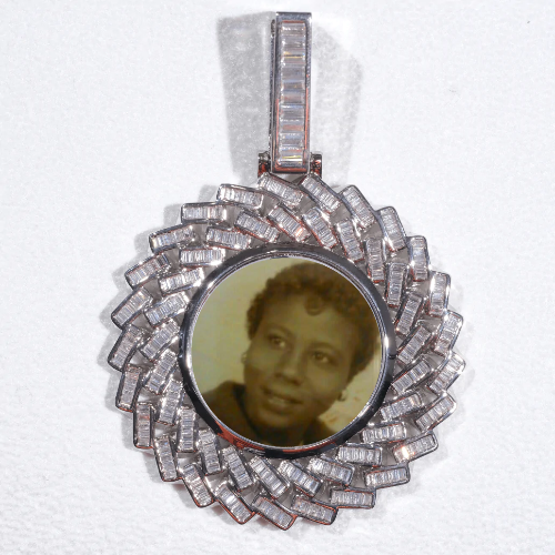 Large 3D Baguette Custom Picture Pendant