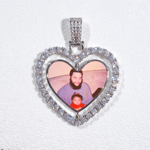 3D Spinning 2-Faced Heart Custom Picture Pendant