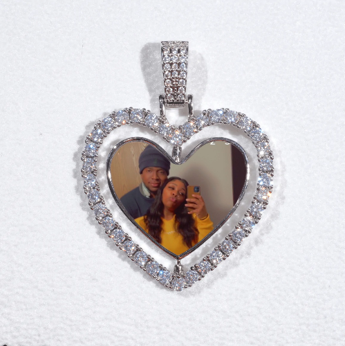 3D Spinning 2-Faced Heart Custom Picture Pendant