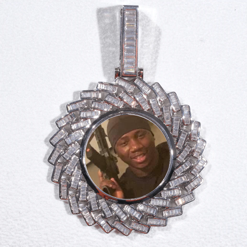 Large 3D Baguette Custom Picture Pendant