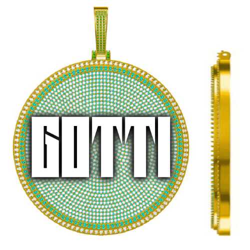 CUSTOM LETTER NECKLACE 3D BIG DISC