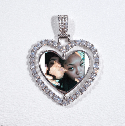 3D Spinning 2-Faced Heart Custom Picture Pendant