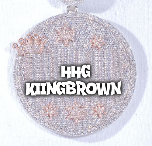 CUSTOM LETTER NECKLACE 3D BIG CROWN DISC