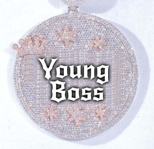CUSTOM LETTER NECKLACE 3D BIG CROWN DISC