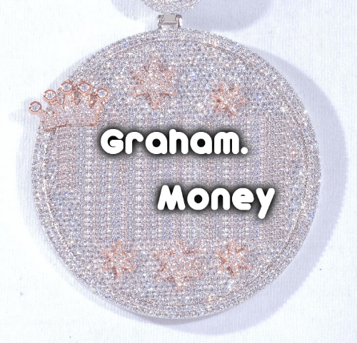 CUSTOM LETTER NECKLACE 3D BIG CROWN DISC