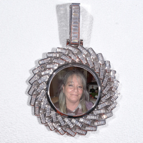 Large 3D Baguette Custom Picture Pendant