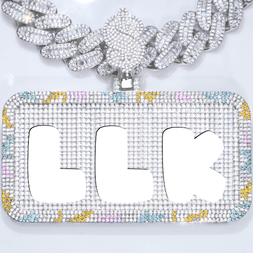 CUSTOM LETTER NECKLACE 3D COLORFUL SQUARE