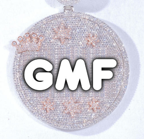 CUSTOM LETTER NECKLACE 3D BIG CROWN DISC