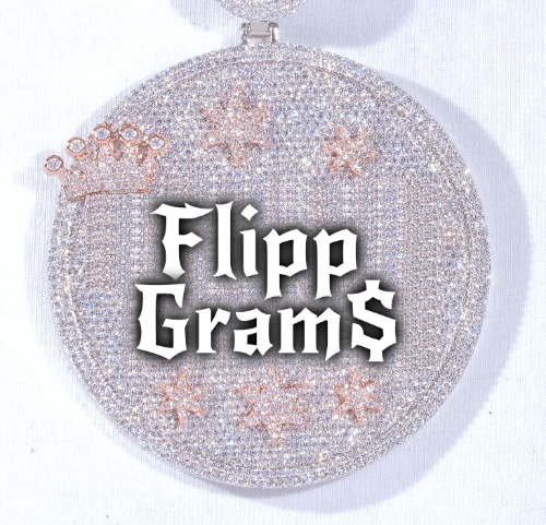 CUSTOM LETTER NECKLACE 3D BIG CROWN DISC