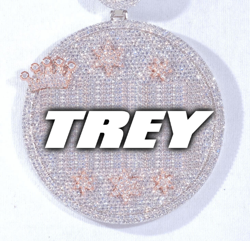 CUSTOM LETTER NECKLACE 3D BIG CROWN DISC