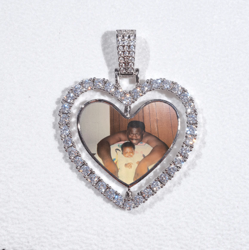 3D Spinning 2-Faced Heart Custom Picture Pendant