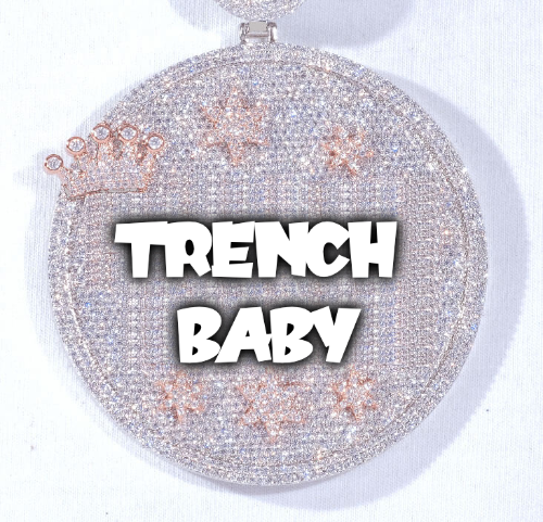 CUSTOM LETTER NECKLACE 3D BIG CROWN DISC