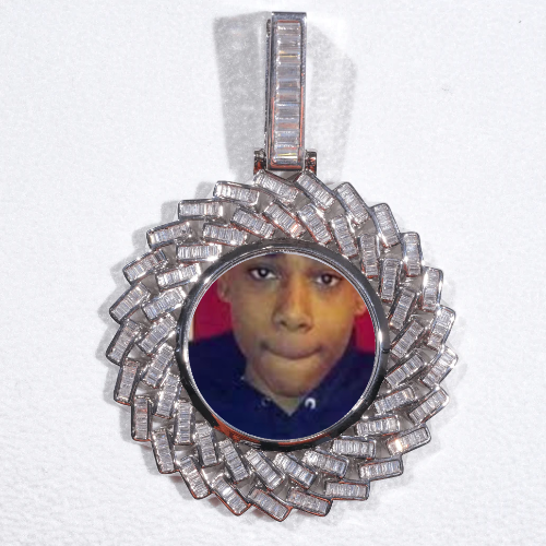 Large 3D Baguette Custom Picture Pendant