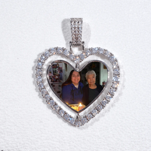 3D Spinning 2-Faced Heart Custom Picture Pendant