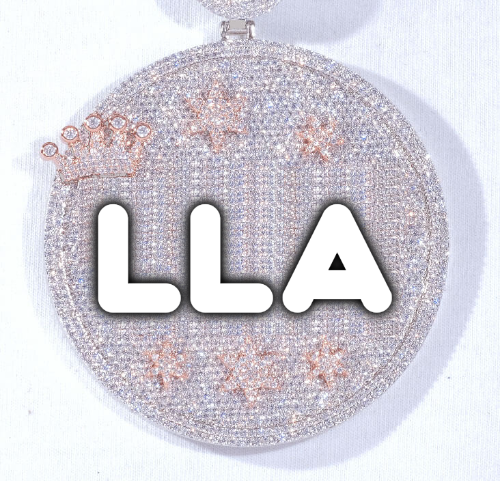 CUSTOM LETTER NECKLACE 3D BIG CROWN DISC
